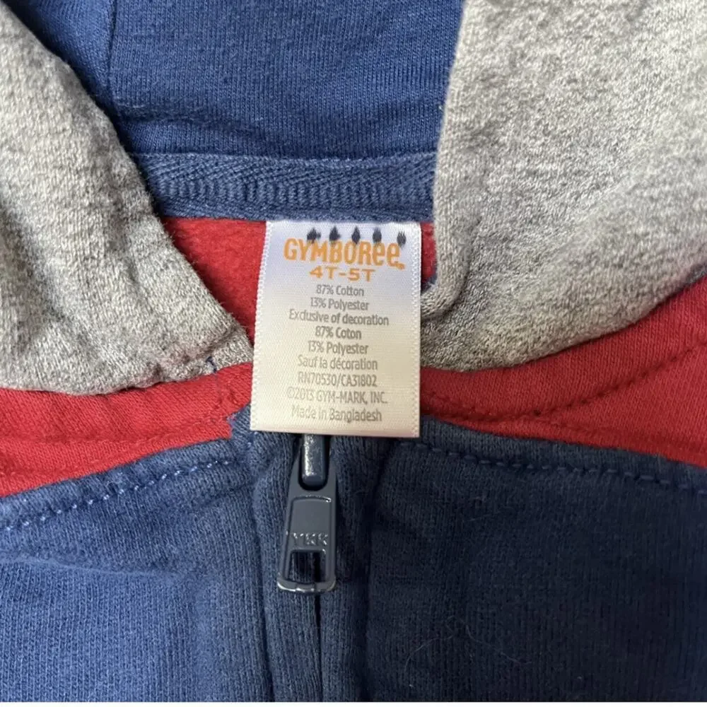 Gymboree London Patch Stripe Fleece Hoodie Size 4/5